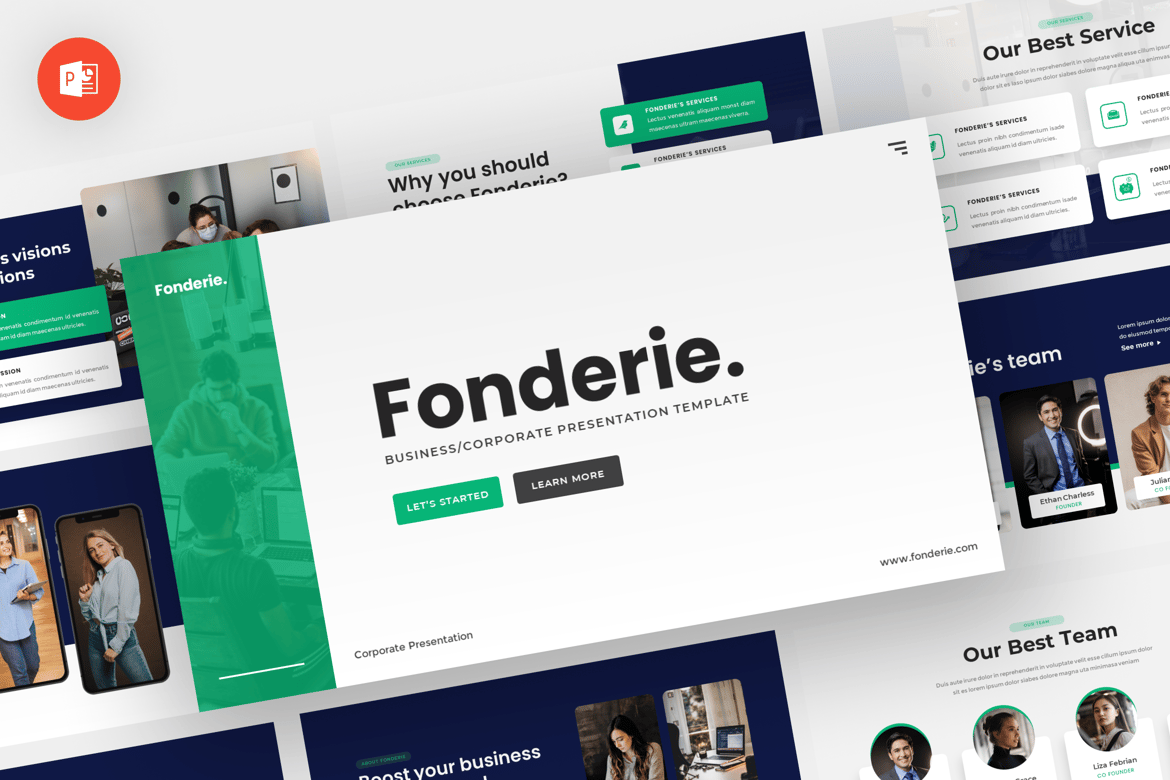 Template Powerpoint Fonderie - Desain Bisnis Modern dan Profesional