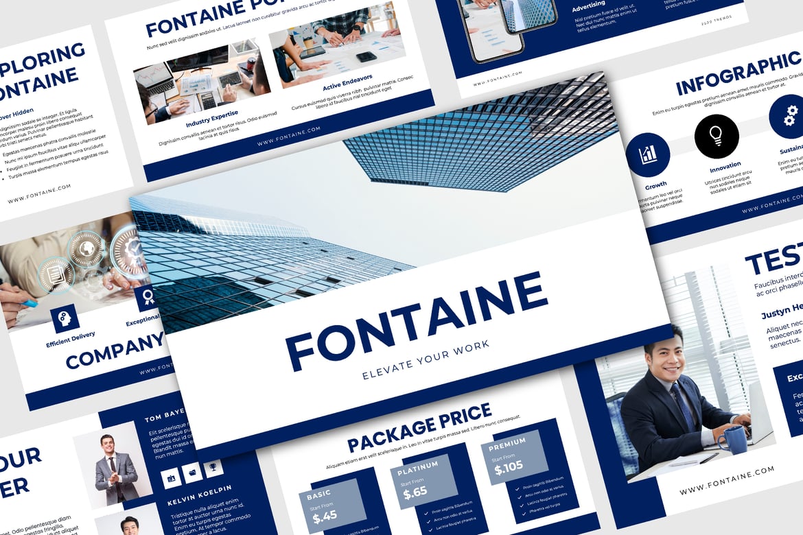 Template Presentasi Powerpoint Fontaine yang Menarik dan Profesional