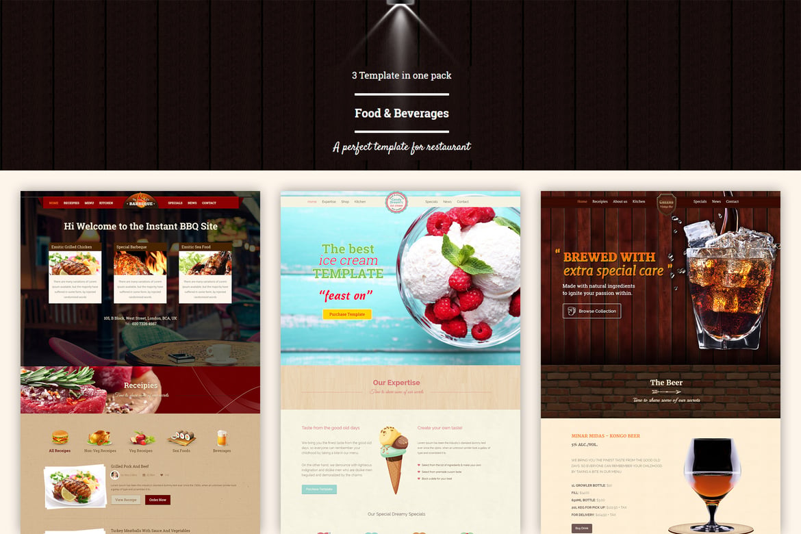 Template Website HTML5 untuk Makanan & Minuman yang Menarik