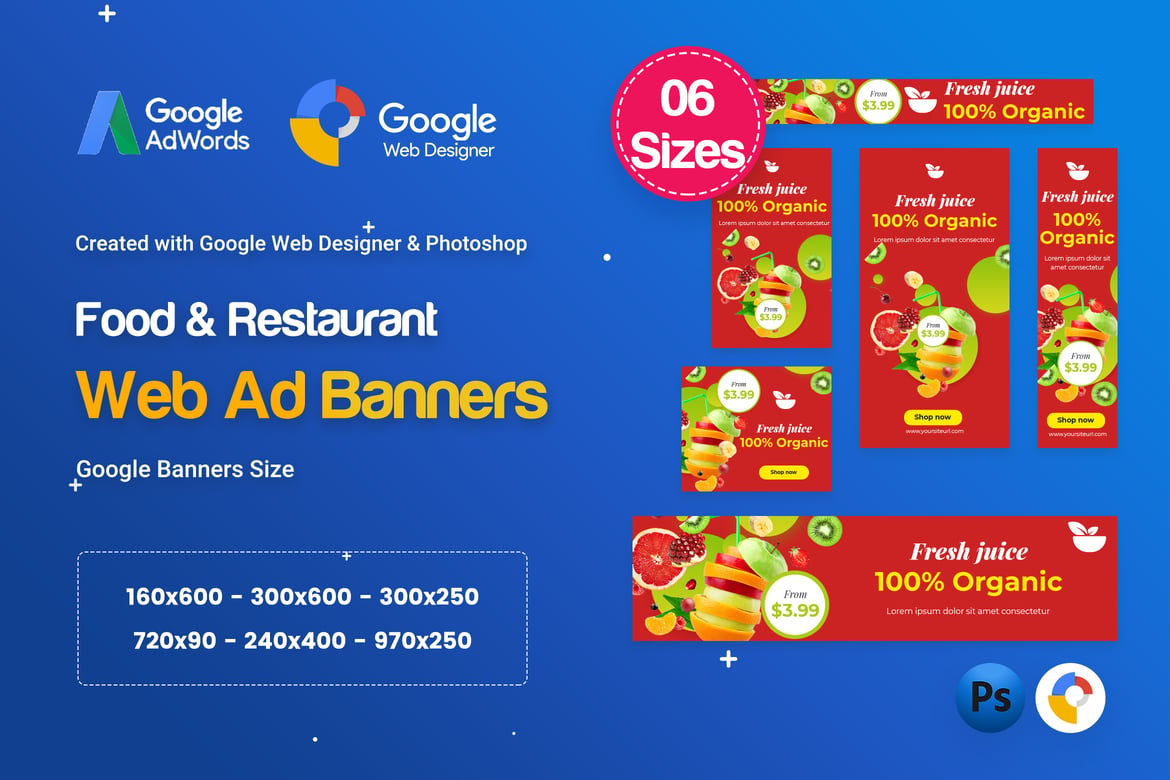 Template Website Spanduk Makanan & Restoran HTML5 D80 - GWD & PSD