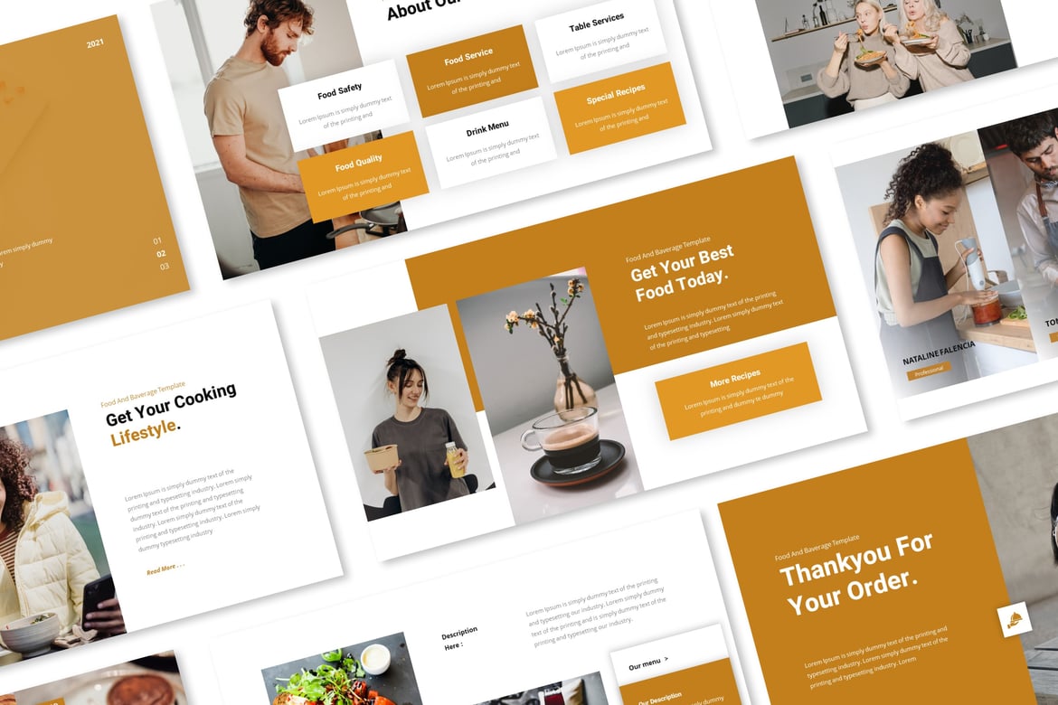 Template Presentasi PowerPoint Makanan dan Minuman yang Menarik