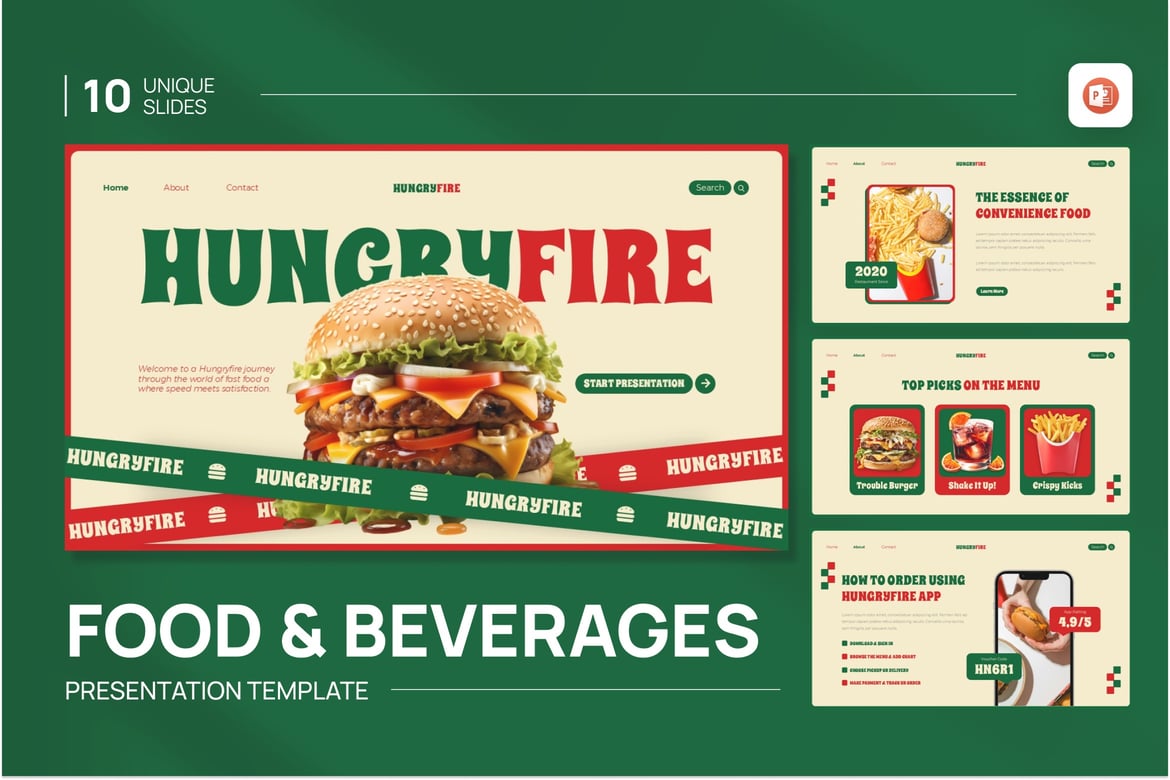 Template Presentasi PowerPoint Makanan dan Minuman yang Menarik