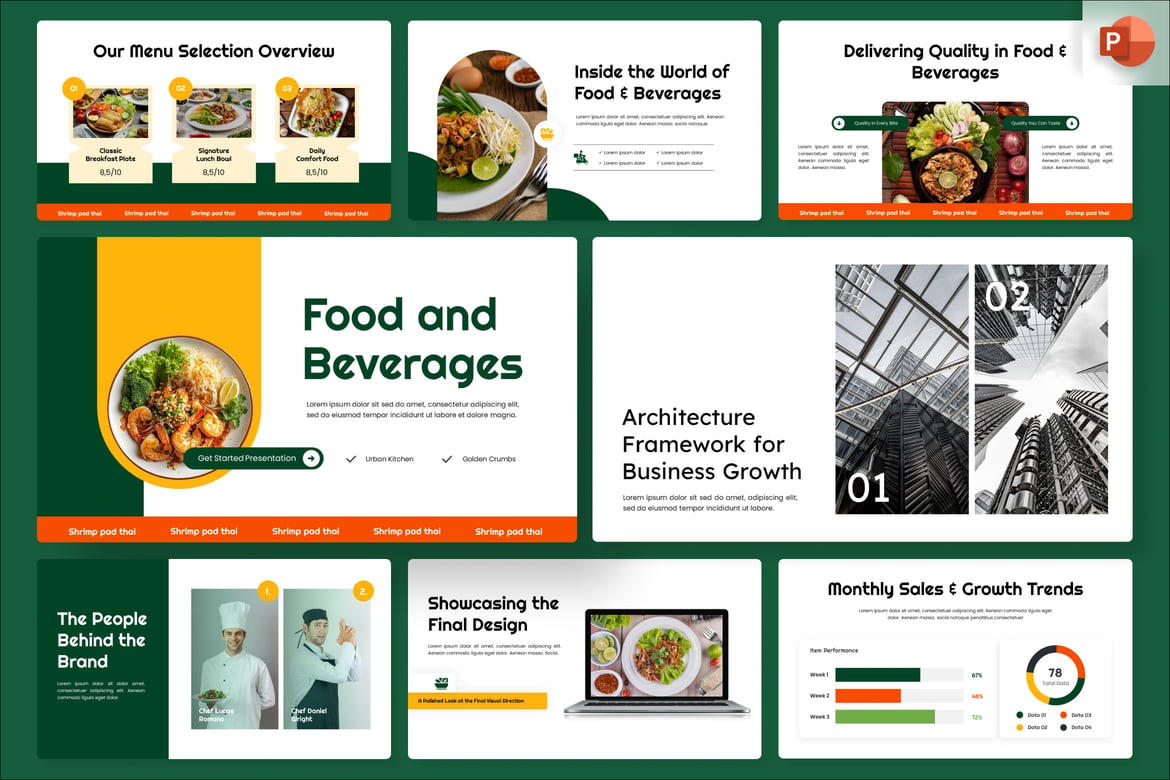 Template PowerPoint Makanan dan Minuman yang Elegan dan Profesional