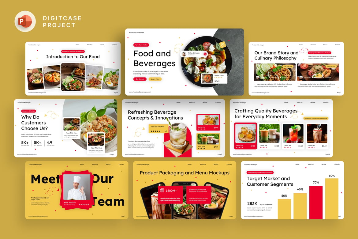 Template PowerPoint Kreatif untuk Makanan dan Minuman