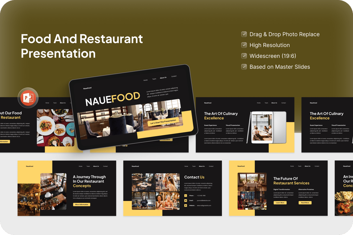 Template PowerPoint Presentasi Makanan dan Restoran yang Menarik