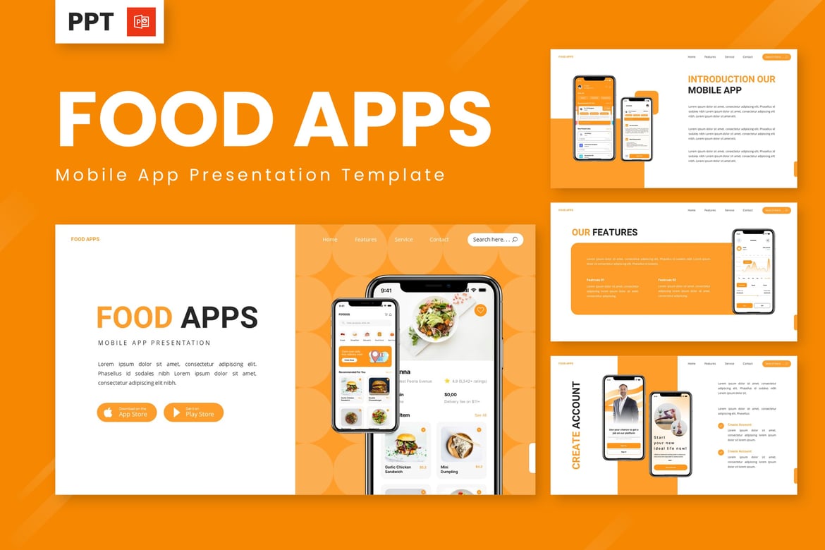 Template Powerpoint Aplikasi Makanan - Solusi Presentasi Kreatif
