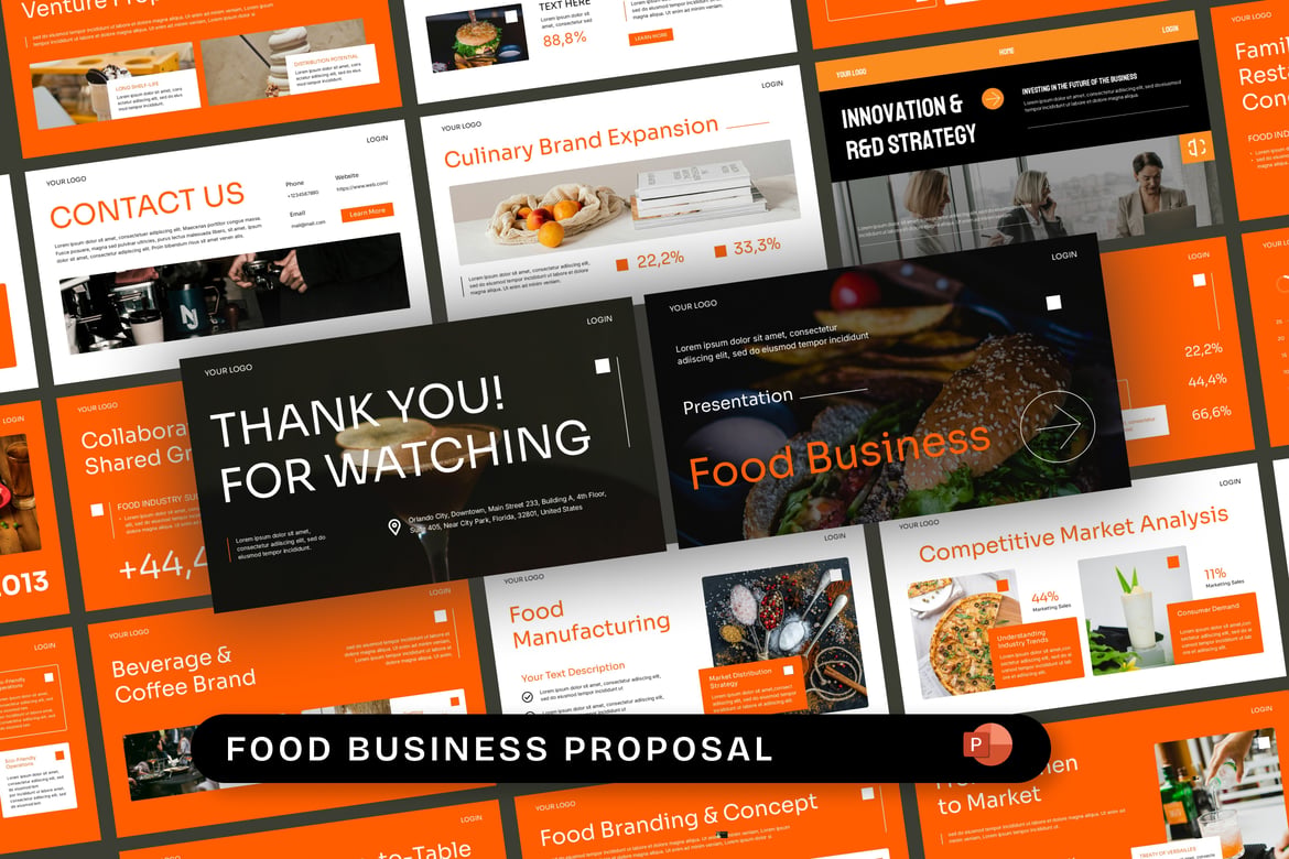 Template Presentasi PowerPoint Proposal Bisnis Makanan yang Menarik