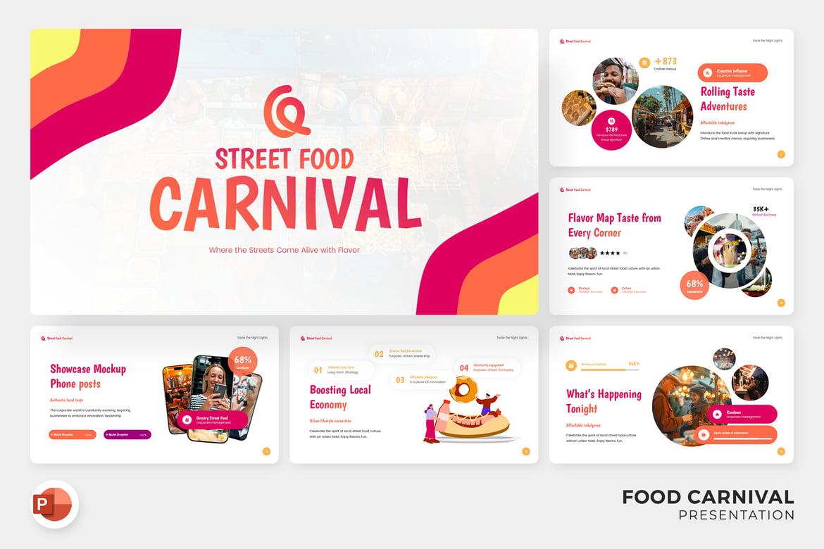 Template Presentasi Gourmet Food Carnival yang Menarik