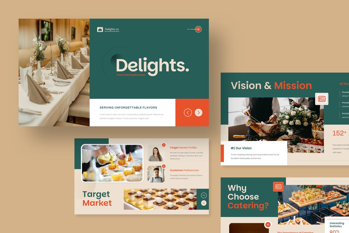 Template Presentasi PowerPoint Bisnis Katering yang Menarik