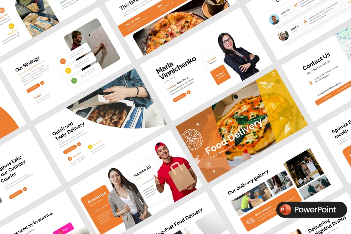Template Presentasi PowerPoint Pengantaran Makanan yang Modern dan Menarik