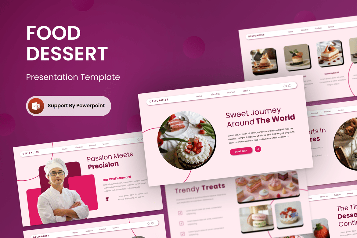 Template Presentasi PowerPoint Makanan Dessert yang Menarik