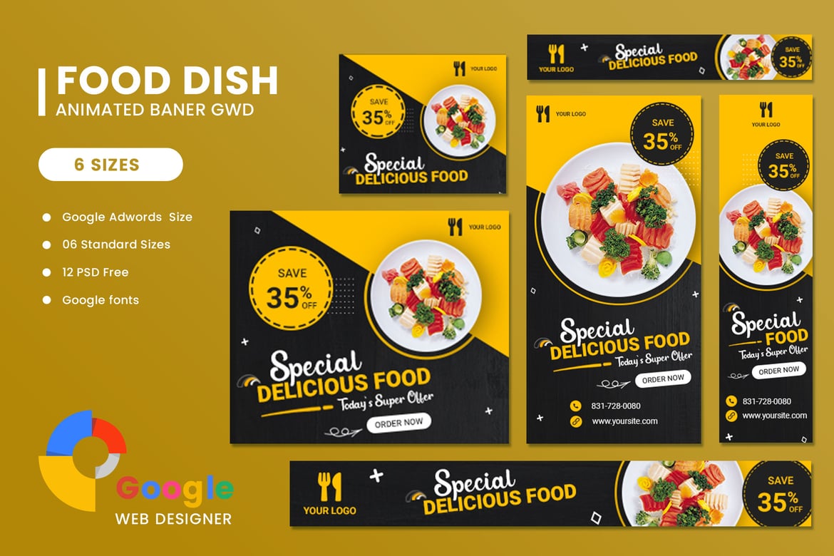 Template Banner HTML5 untuk Iklan Makanan di Google Adwords
