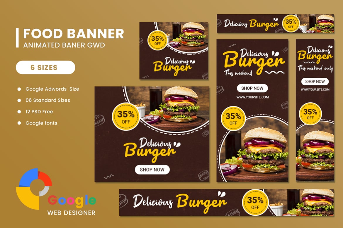 Template Banner HTML5 untuk Iklan Makanan di Google Ads