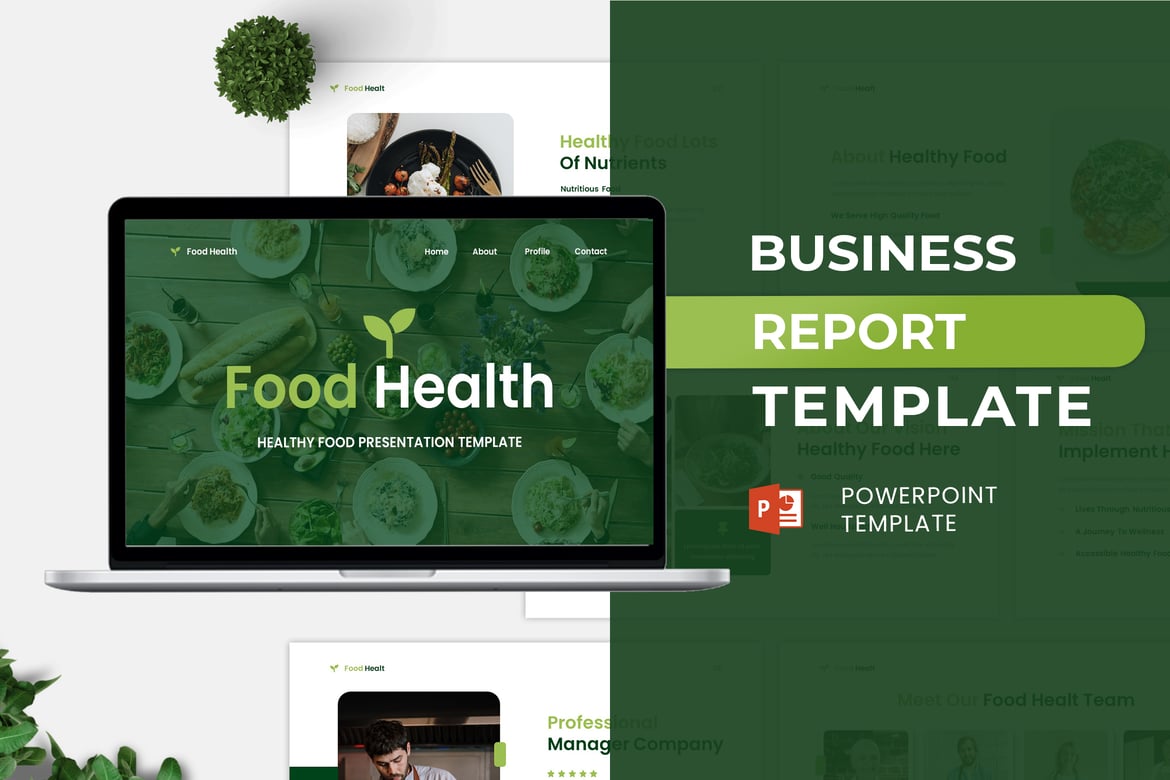 Template Powerpoint Kesehatan Makanan yang Modern dan Menarik