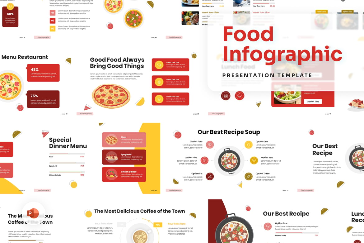 Template PowerPoint Infografis Makanan yang Menarik