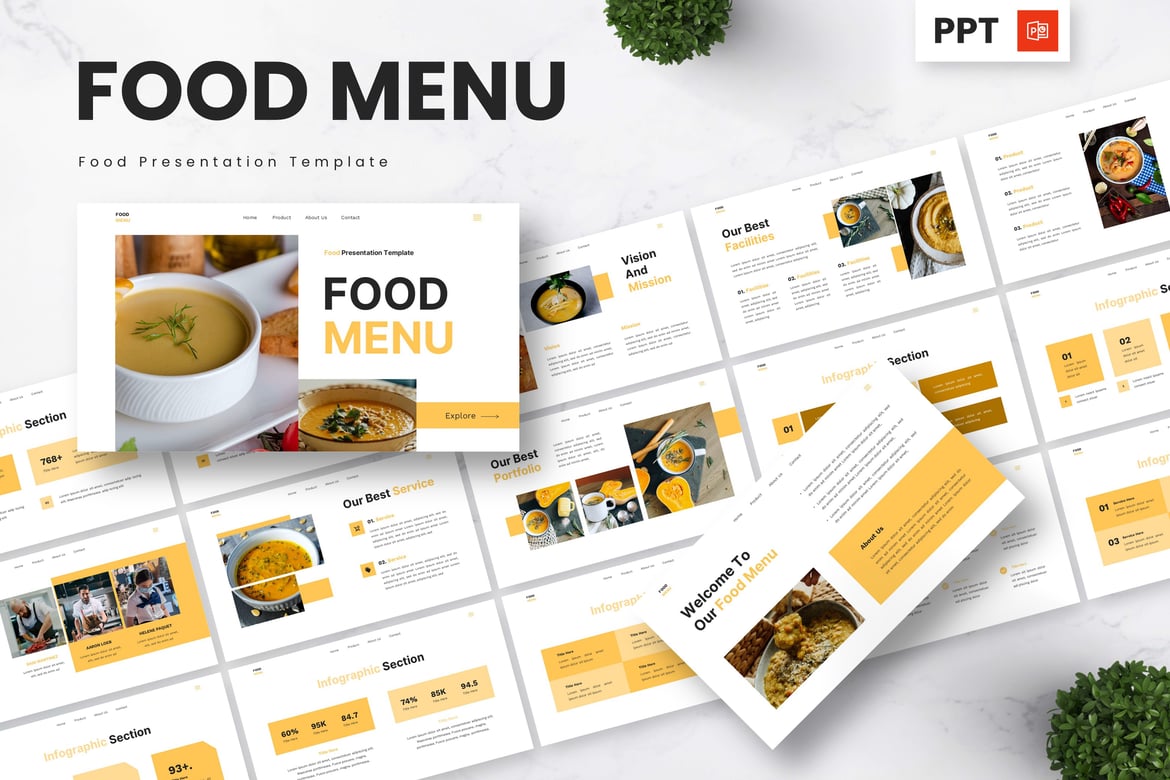 Template Presentasi PowerPoint Menu Makanan yang Menarik