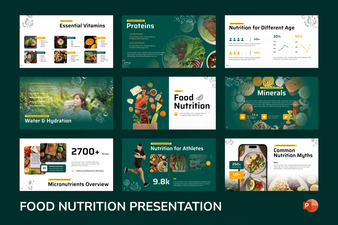 Template PowerPoint Nutrisi Makanan yang Menarik