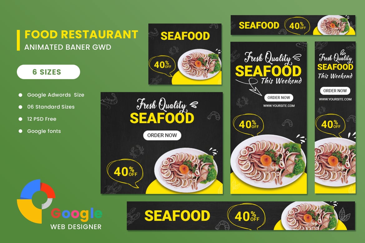 Template Web Iklan Banner HTML5 untuk Restoran Makanan