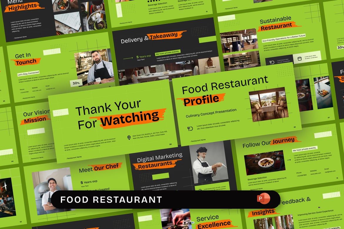 Template Presentasi PowerPoint Restoran Makanan yang Menarik