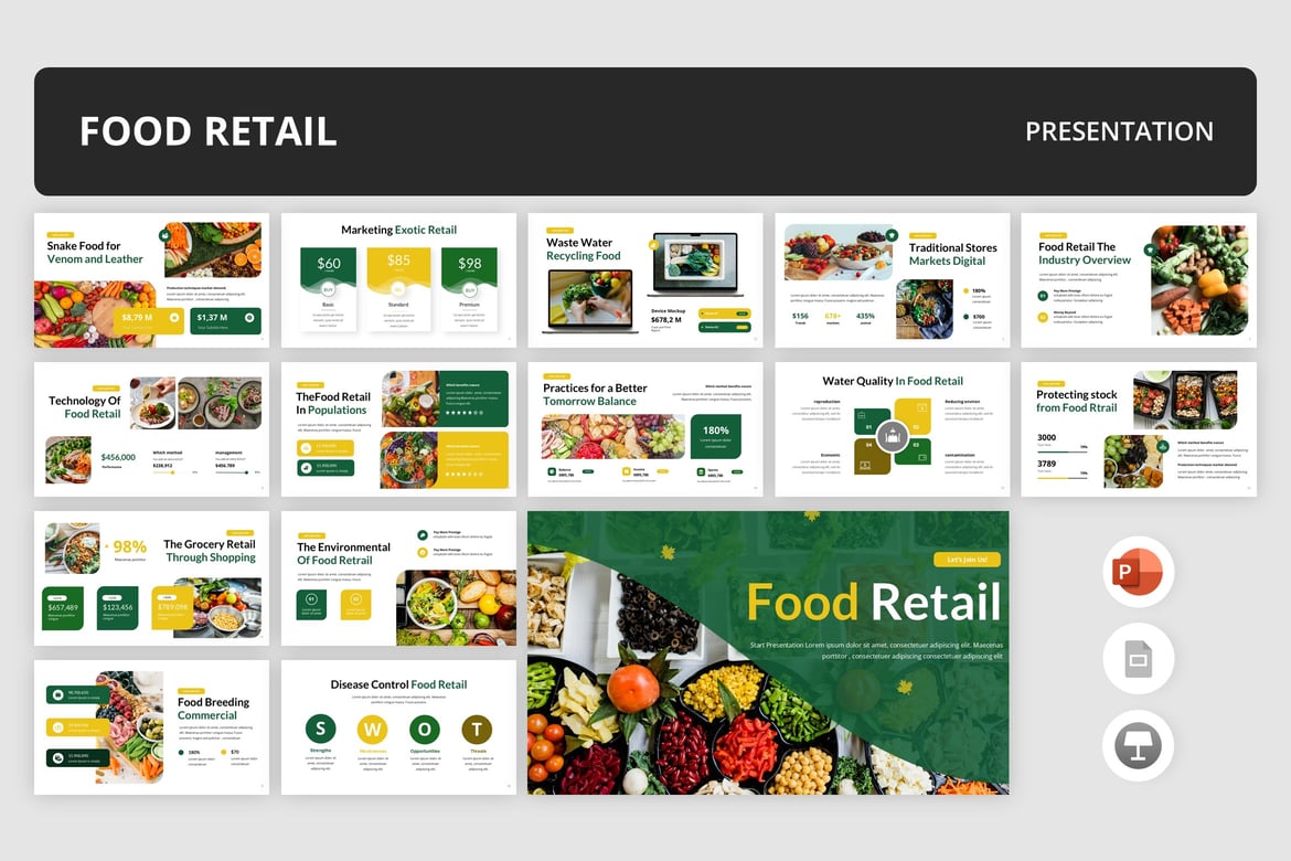 Template Presentasi PowerPoint untuk Retail Makanan yang Menarik