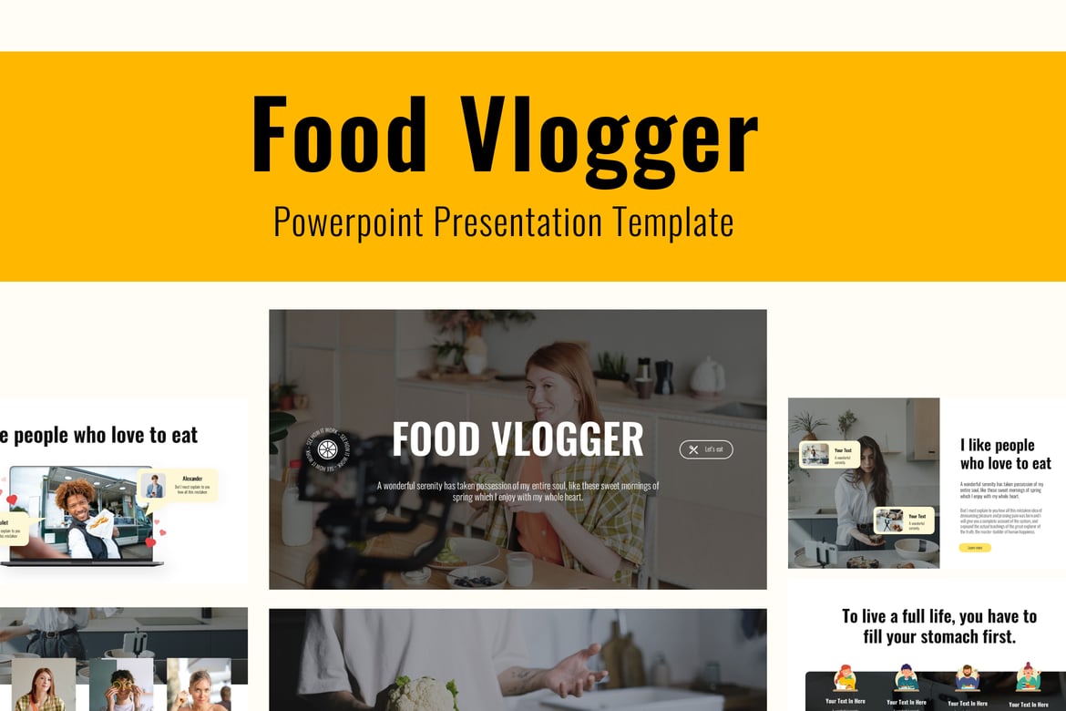 Template Powerpoint Kreatif untuk Vlogger Makanan