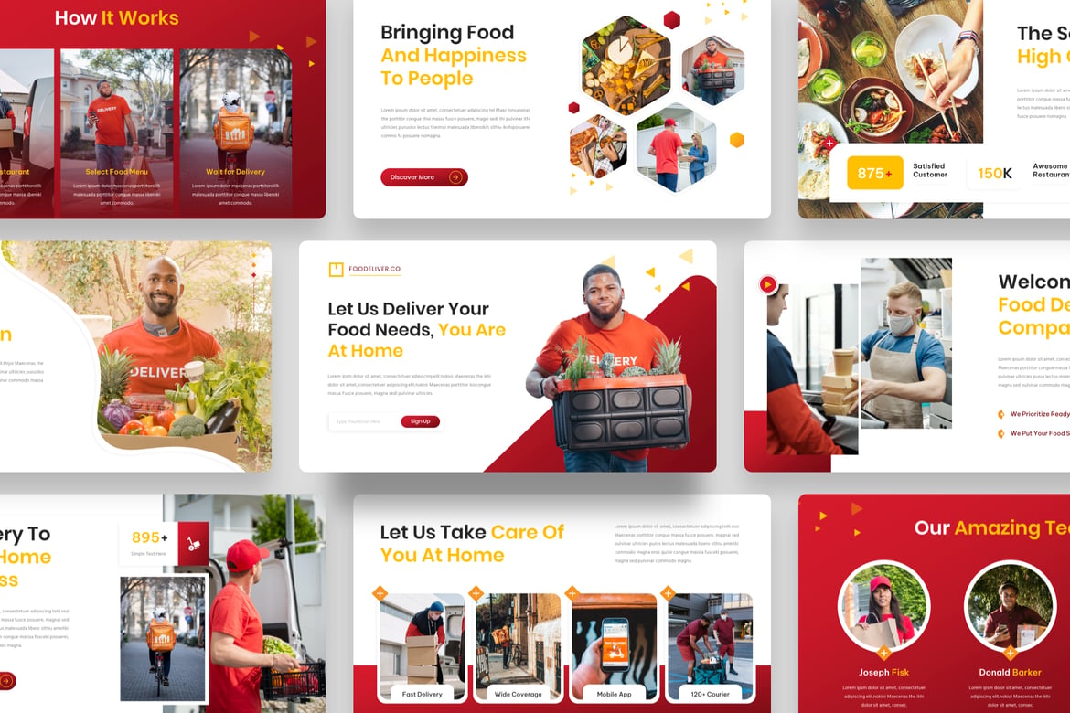 Template Presentasi PowerPoint Foodeliver untuk Pengiriman Makanan