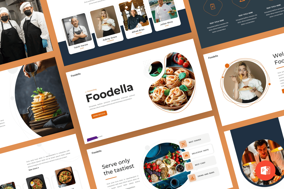 Template Presentasi PowerPoint Foodella - Desain Modern untuk Kebutuhan Kuliner Anda