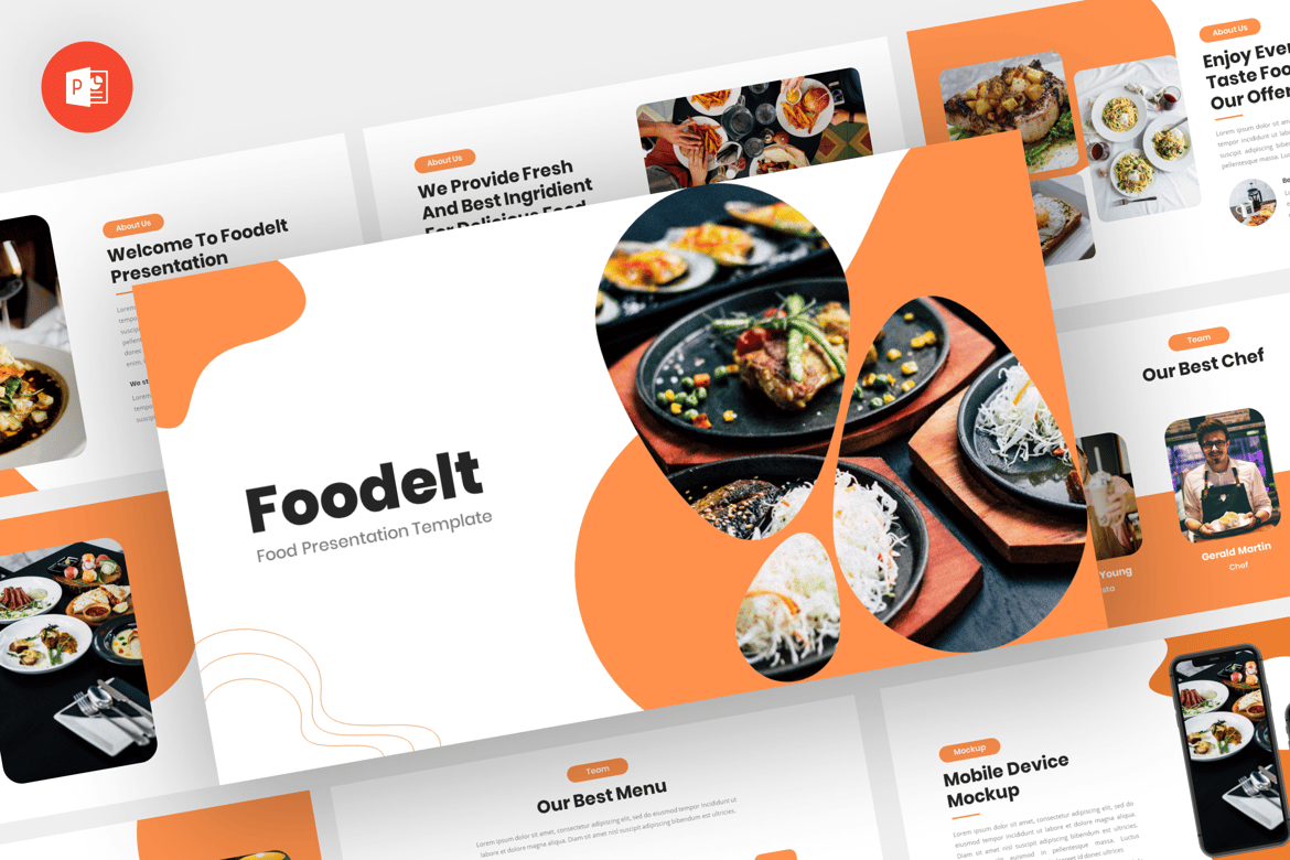 Foodelt - Template Presentasi PowerPoint Makanan yang Menawan