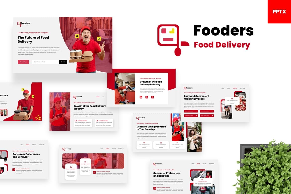 Template Presentasi Powerpoint Fooders - Solusi Pengiriman Makanan yang Modern