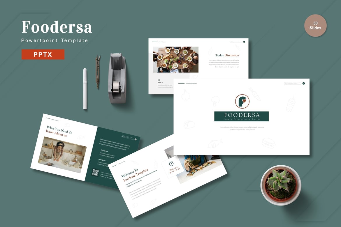 Template Presentasi Powerpoint Foodersa - Solusi Komunikasi Efektif