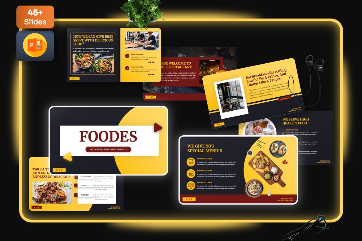 Template Presentasi Powerpoint Restoran Foodes yang Menarik dan Profesional