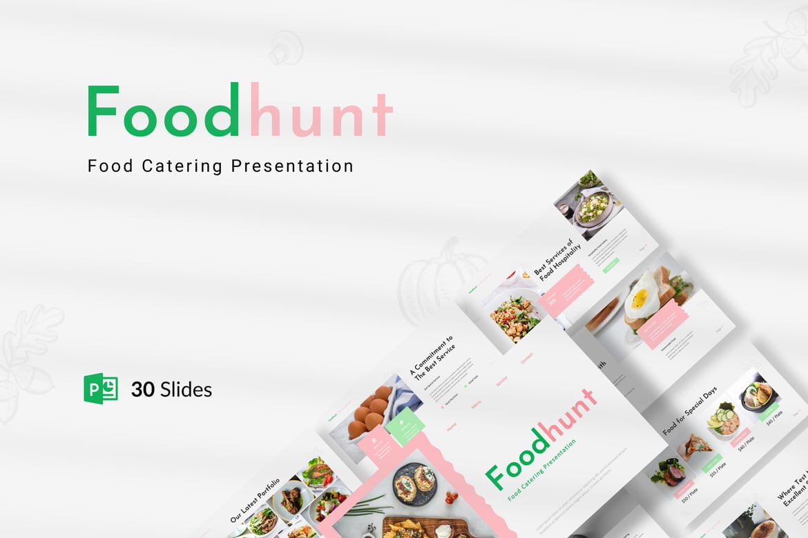 Template Presentasi Catering Makanan - Foodhunt PowerPoint