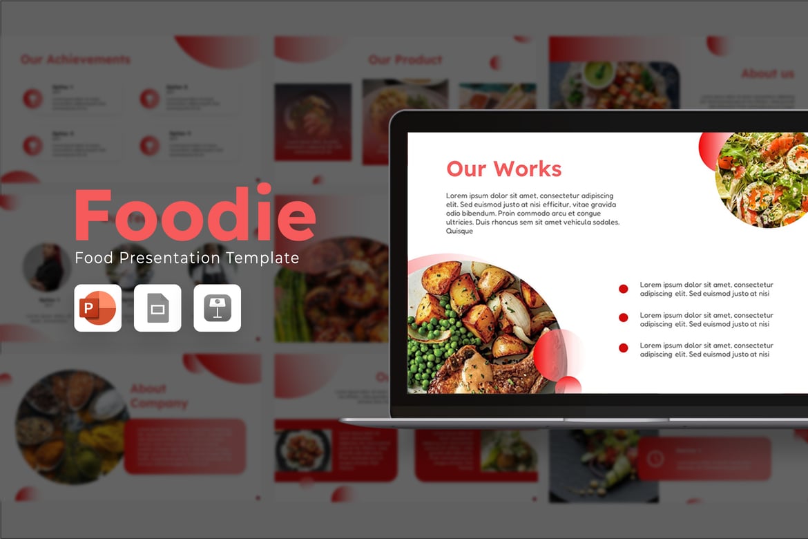 Template Presentasi Makanan - Foodie Powerpoint yang Kreatif dan Elegan