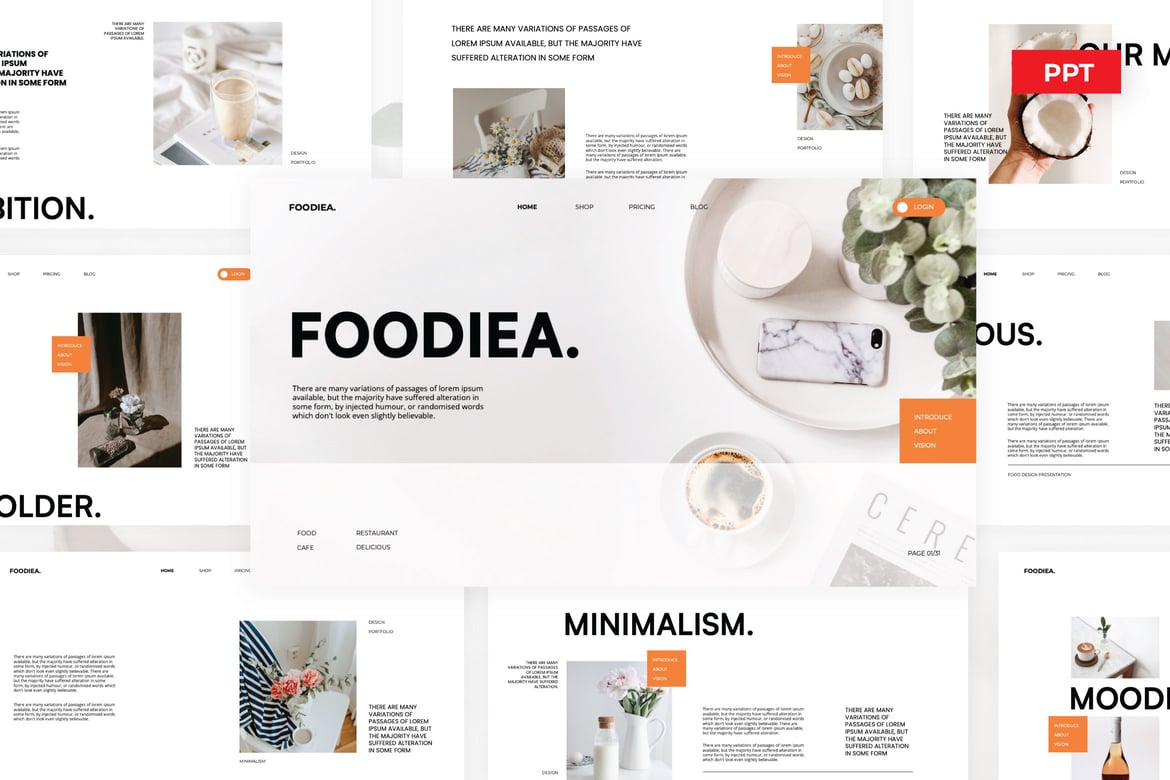 Foodiea - Template Presentasi Powerpoint Minimalis untuk Foodie