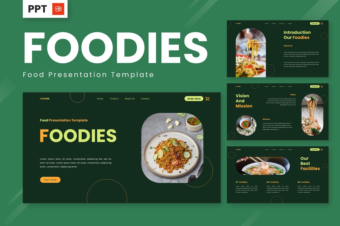 Template PowerPoint Makanan - Foodies yang Menarik