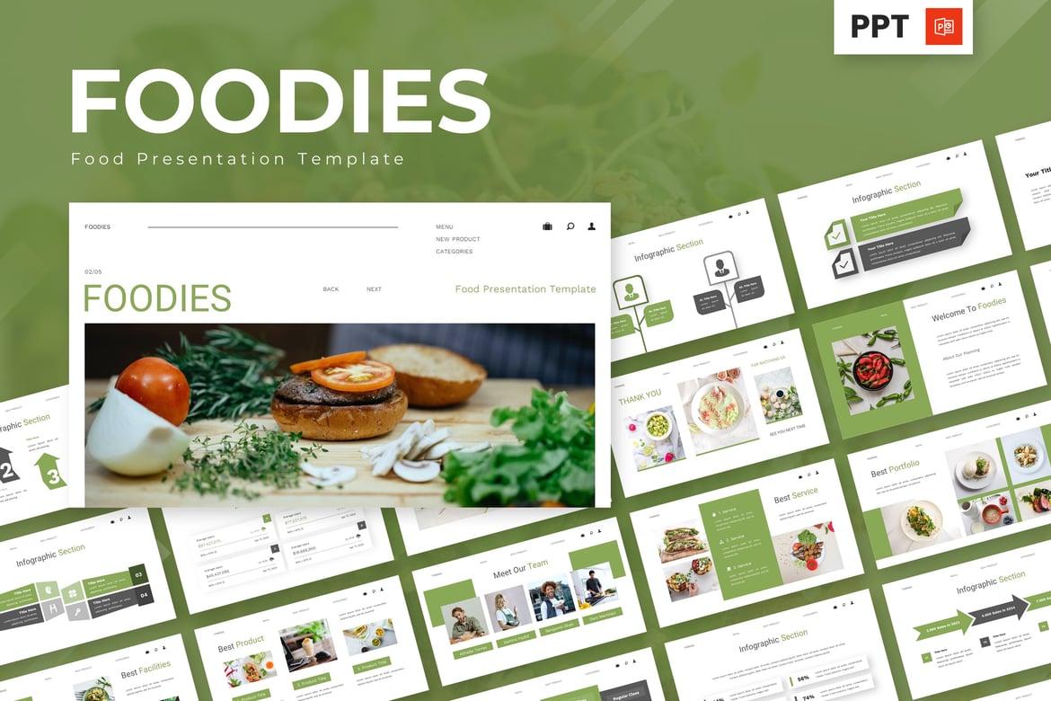 Template Powerpoint Makanan - Foodies yang Menggugah Selera