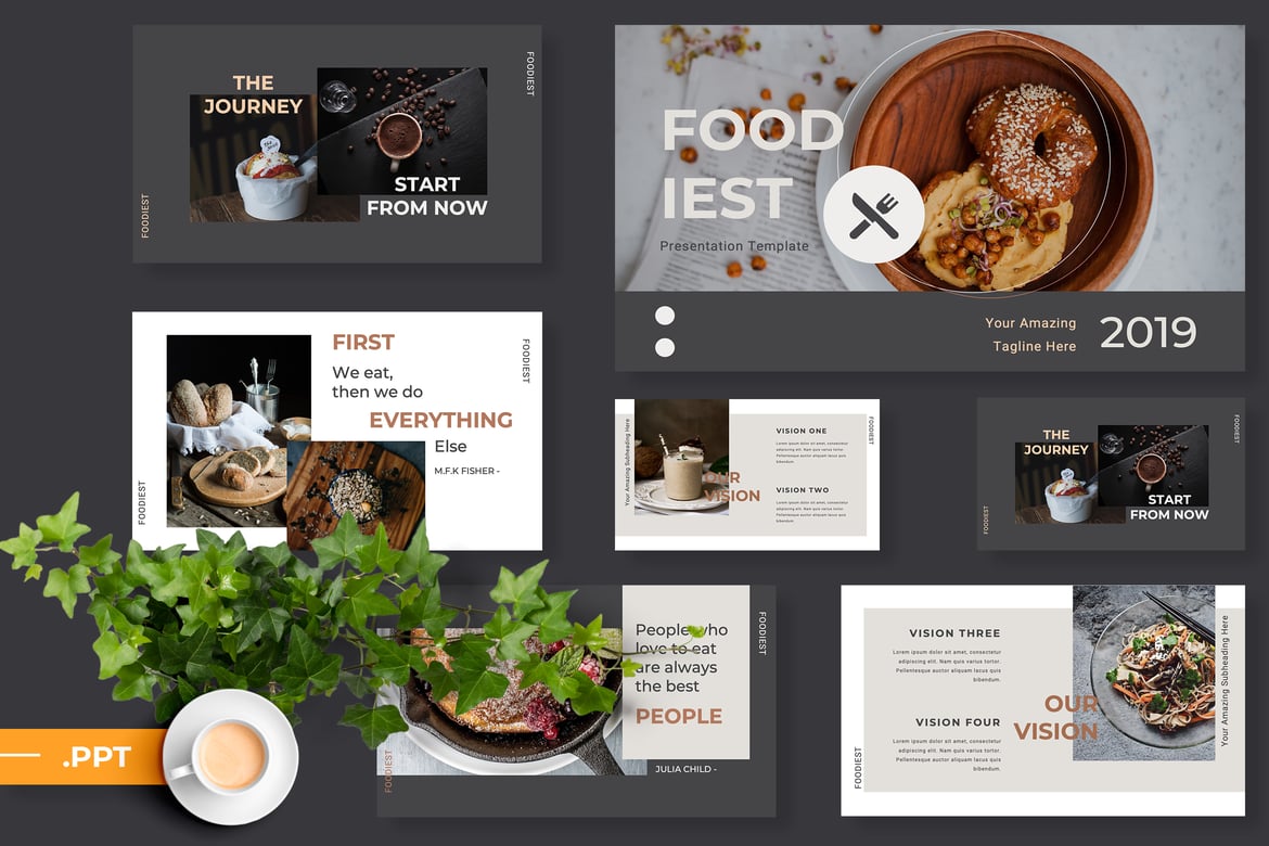 Template Presentasi PowerPoint Restoran Foodiest yang Modern dan Kreatif