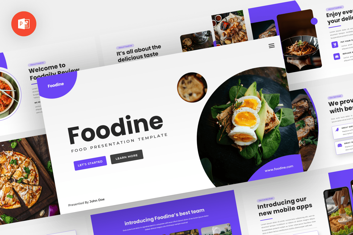 Template Powerpoint Makanan - Foodine yang Modern dan Profesional