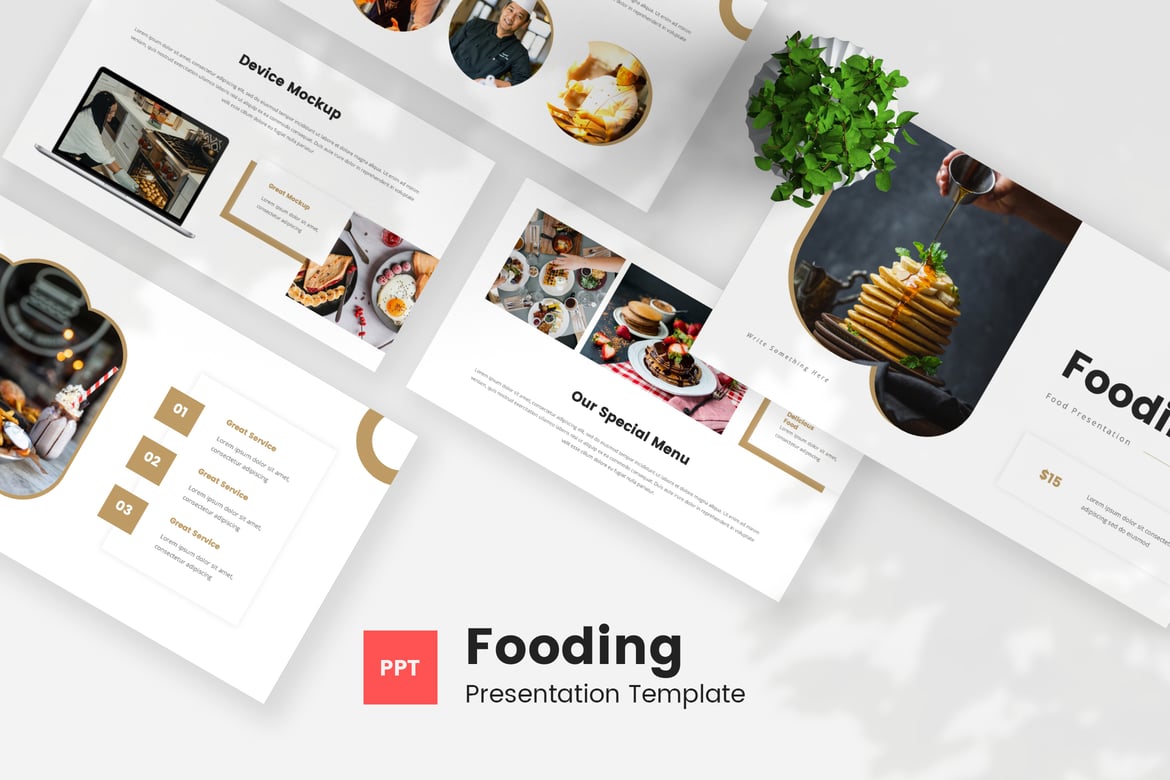 Template PowerPoint Makanan - Fooding yang Menarik dan Elegan