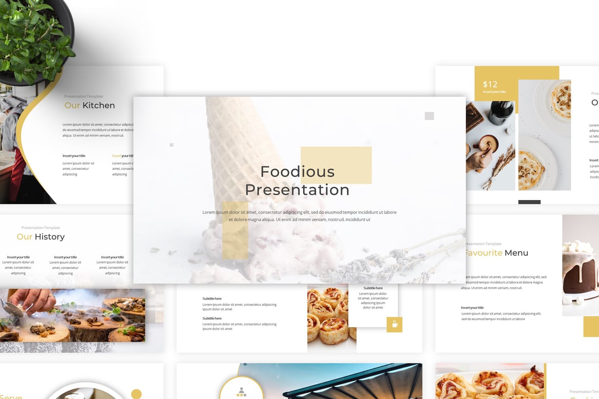 Template Powerpoint Foodious - Desain Kreatif dan Minimalis