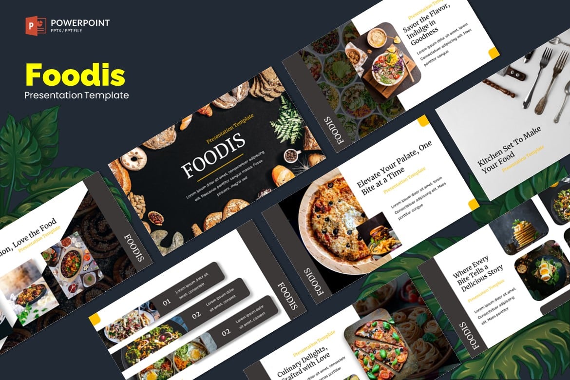 Template Powerpoint Makanan & Restoran - Foodis yang Modern dan Kreatif