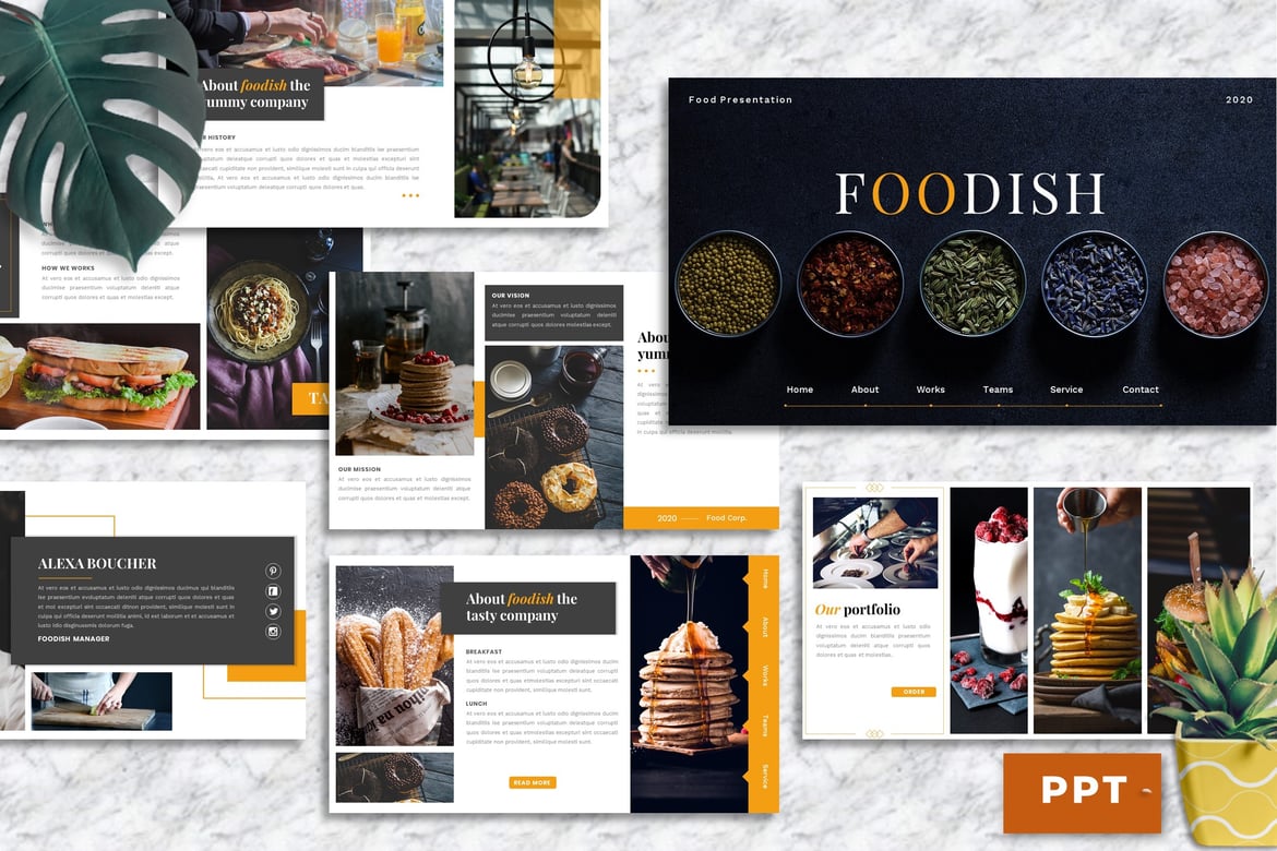 Template PowerPoint Makanan & Minuman yang Menarik - Foodish