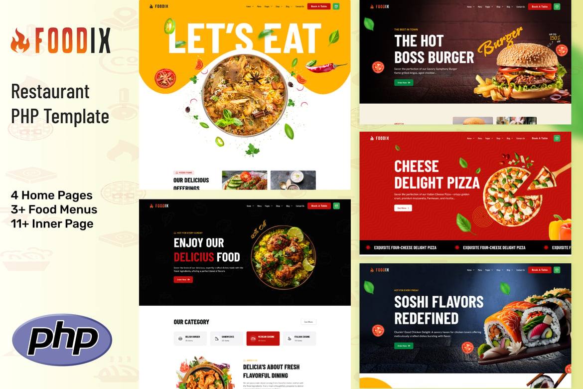 Foodix - Template Website PHP untuk Restoran dan Makanan Cepat Saji