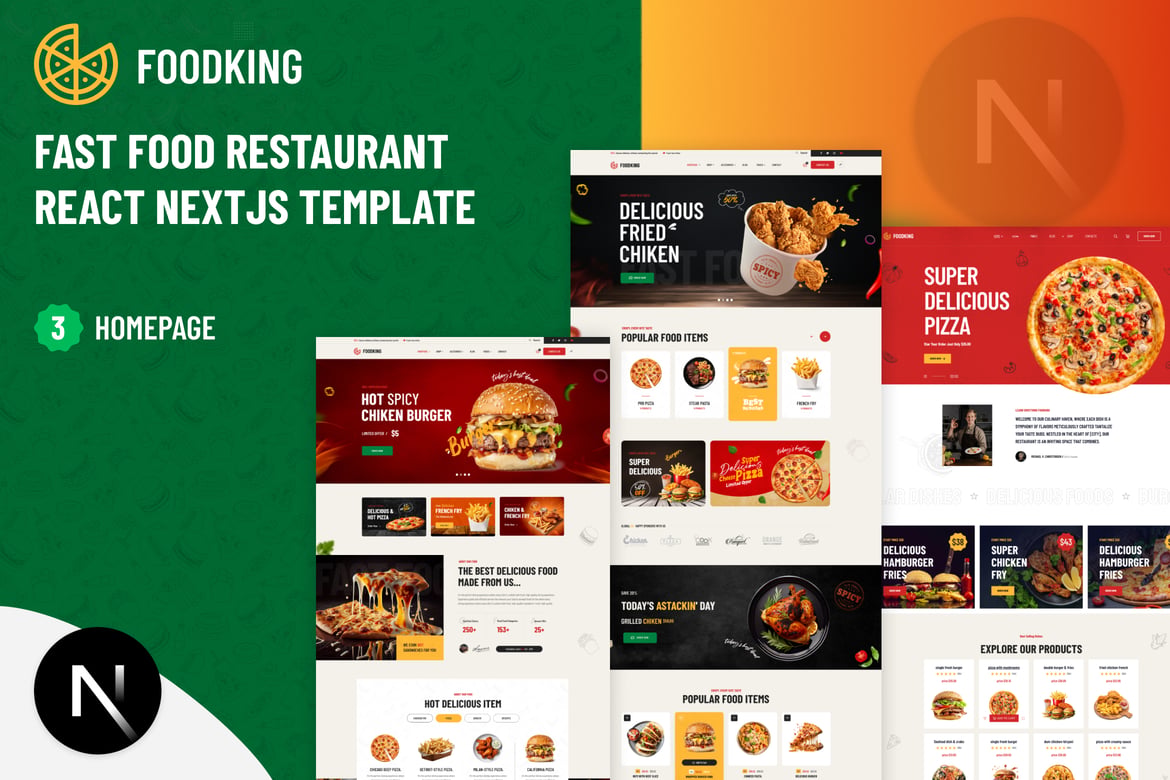 Foodking - Template Website Restoran Fast Food Modern dan Elegan