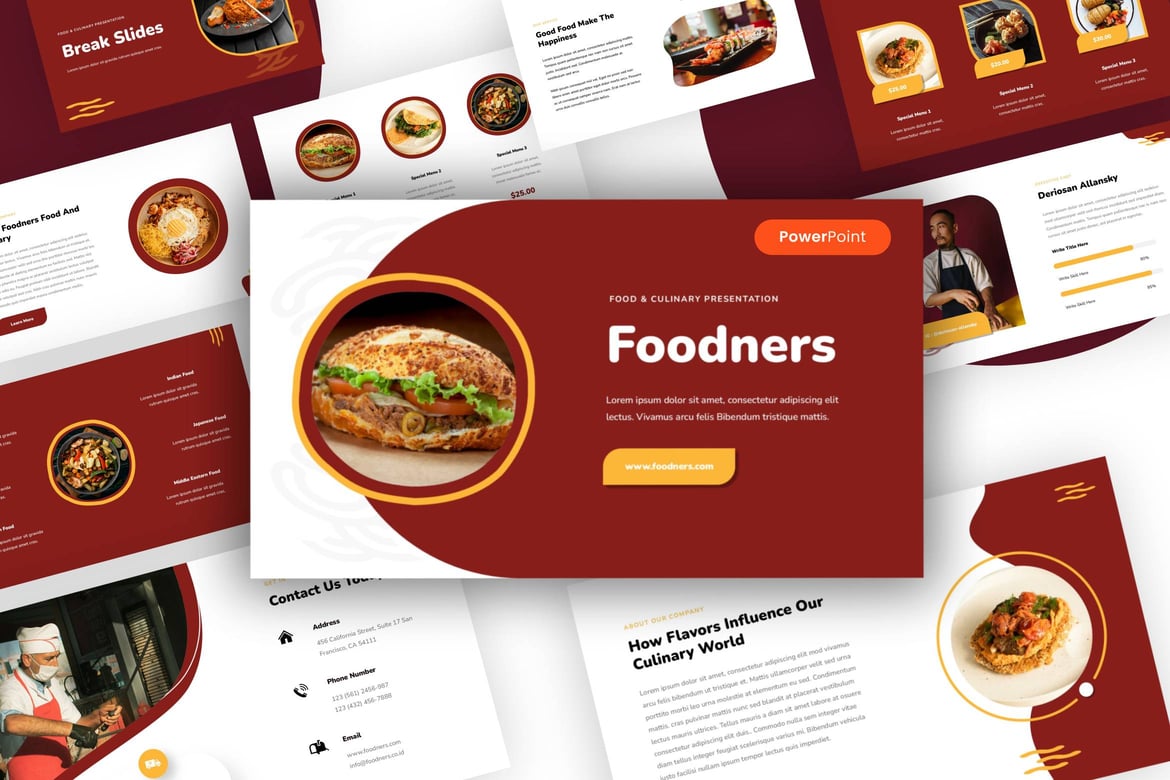 Template Presentasi Foodners - PowerPoint untuk Kulinari dan Gastronomi