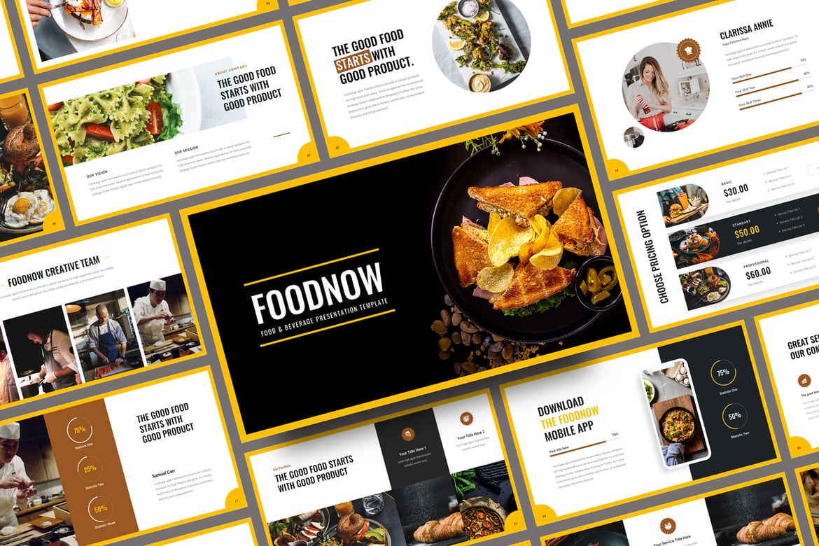 Template Presentasi Makanan Foodnow - Solusi Kreatif untuk Presentasi Anda