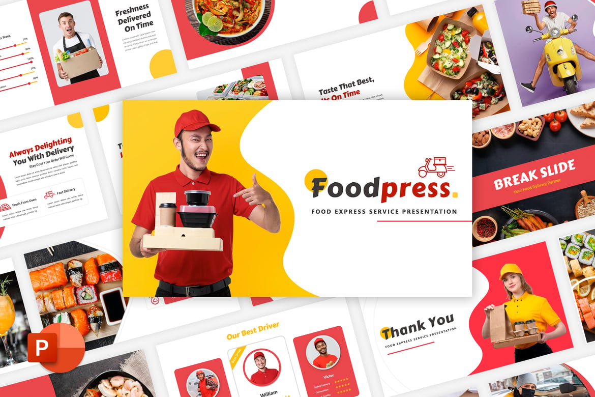 Template Presentasi PowerPoint Foodpress - Solusi Pengiriman Makanan yang Menarik
