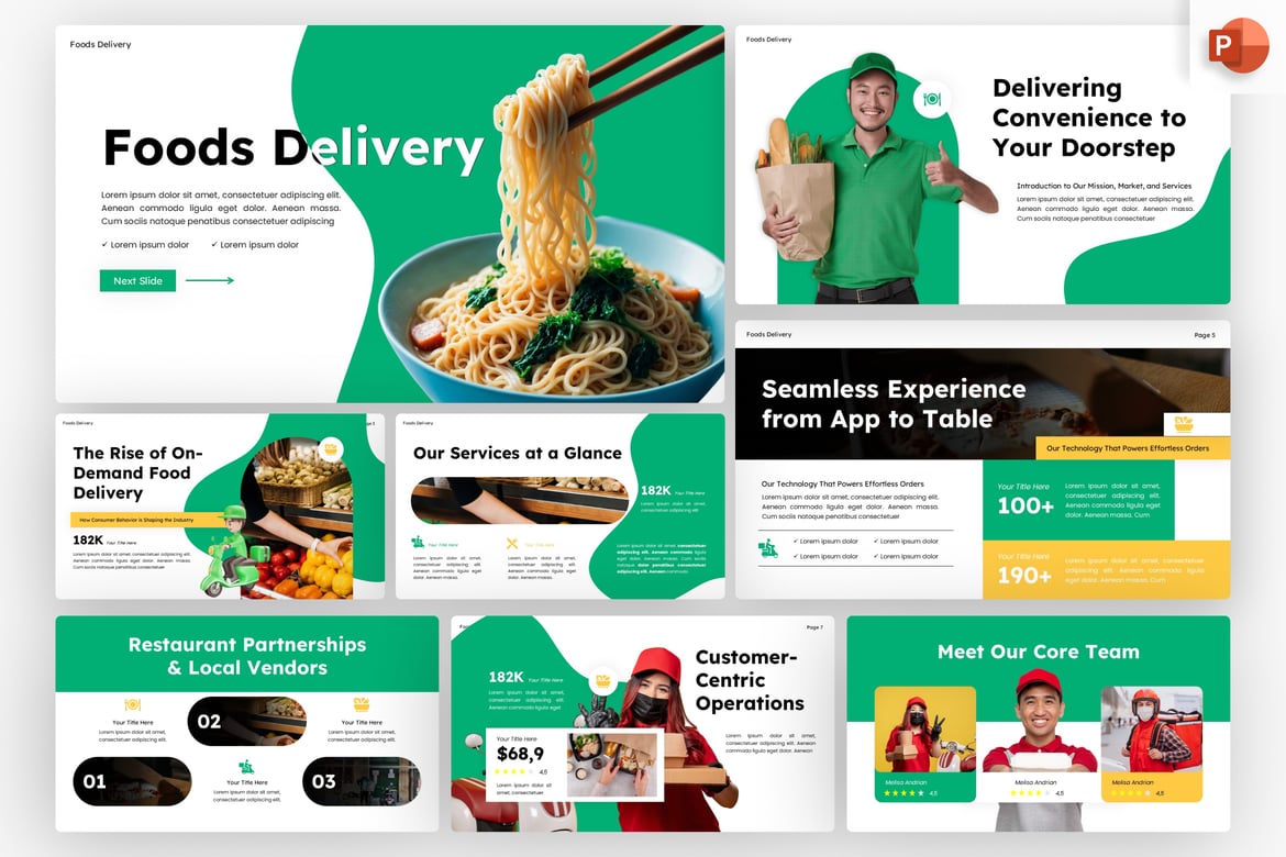 Template PowerPoint Layanan Pengiriman Makanan yang Modern dan Menarik
