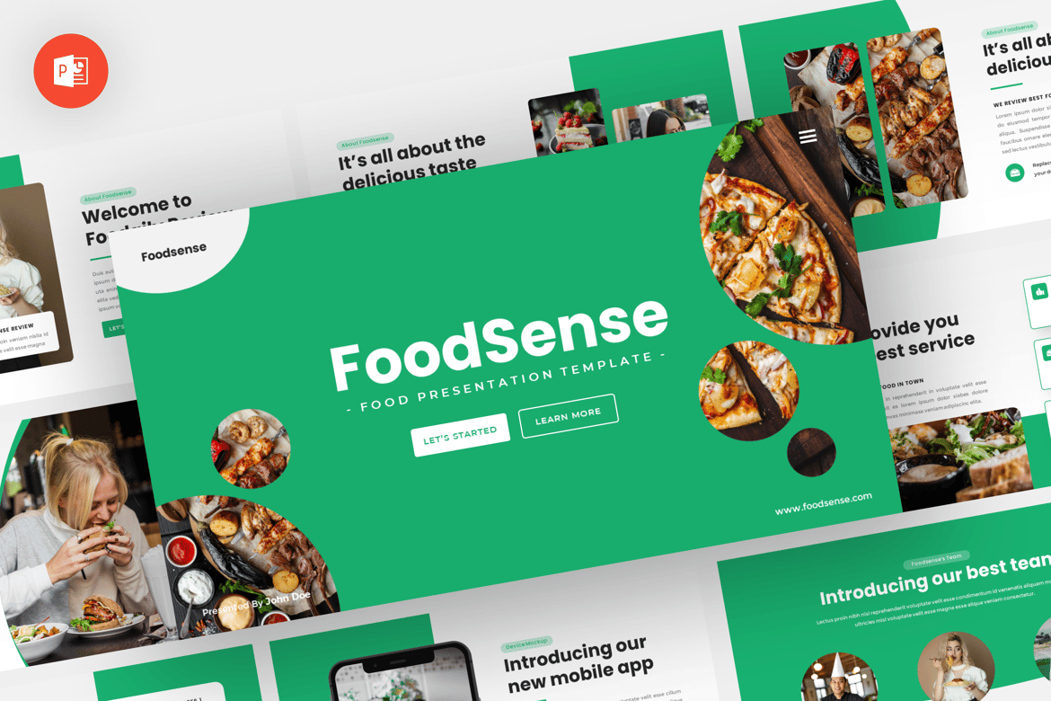 Foodsense - Template Presentasi Powerpoint Makanan yang Modern dan Profesional