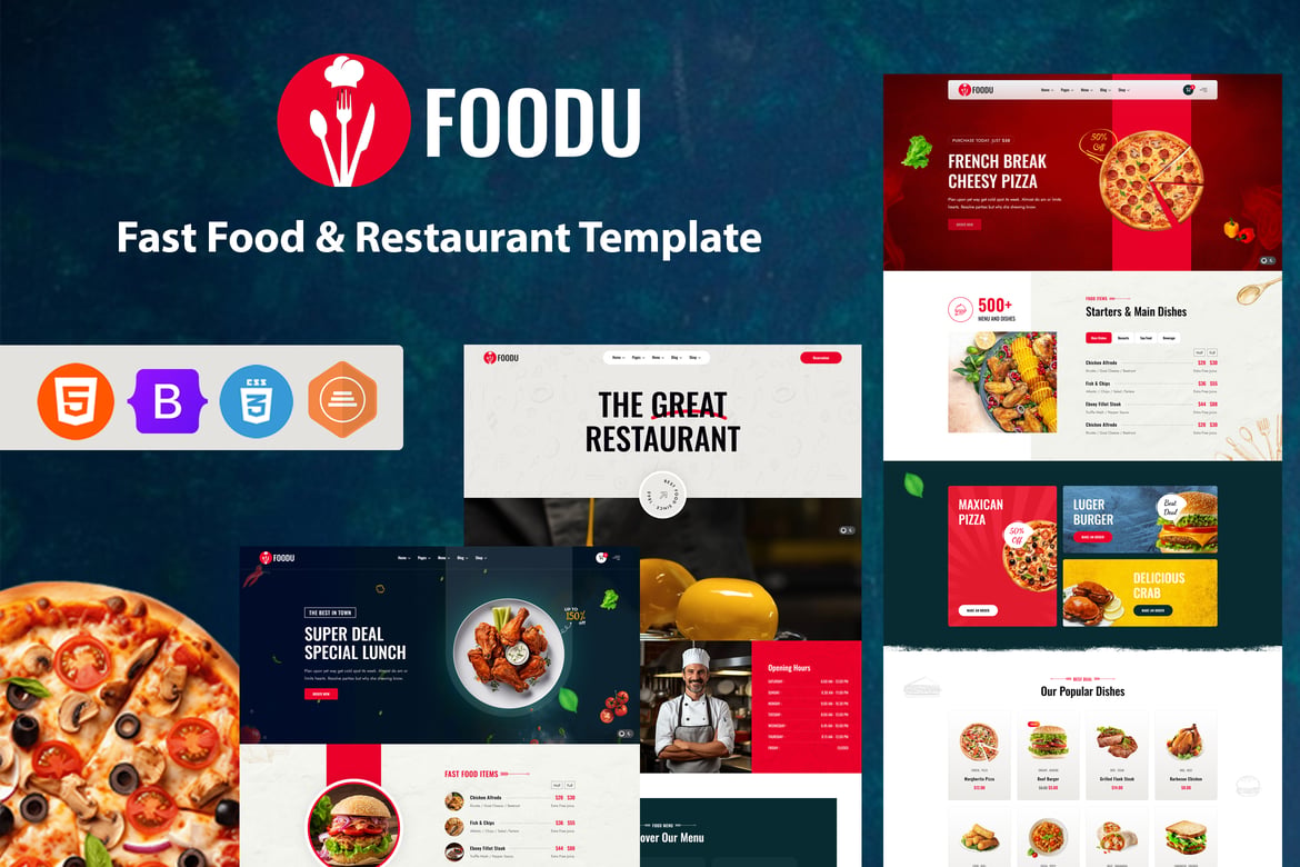 Foodu – Template Website Makanan Cepat Saji & Restoran dengan Dukungan RTL